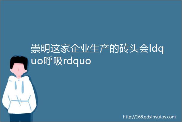 崇明这家企业生产的砖头会ldquo呼吸rdquo